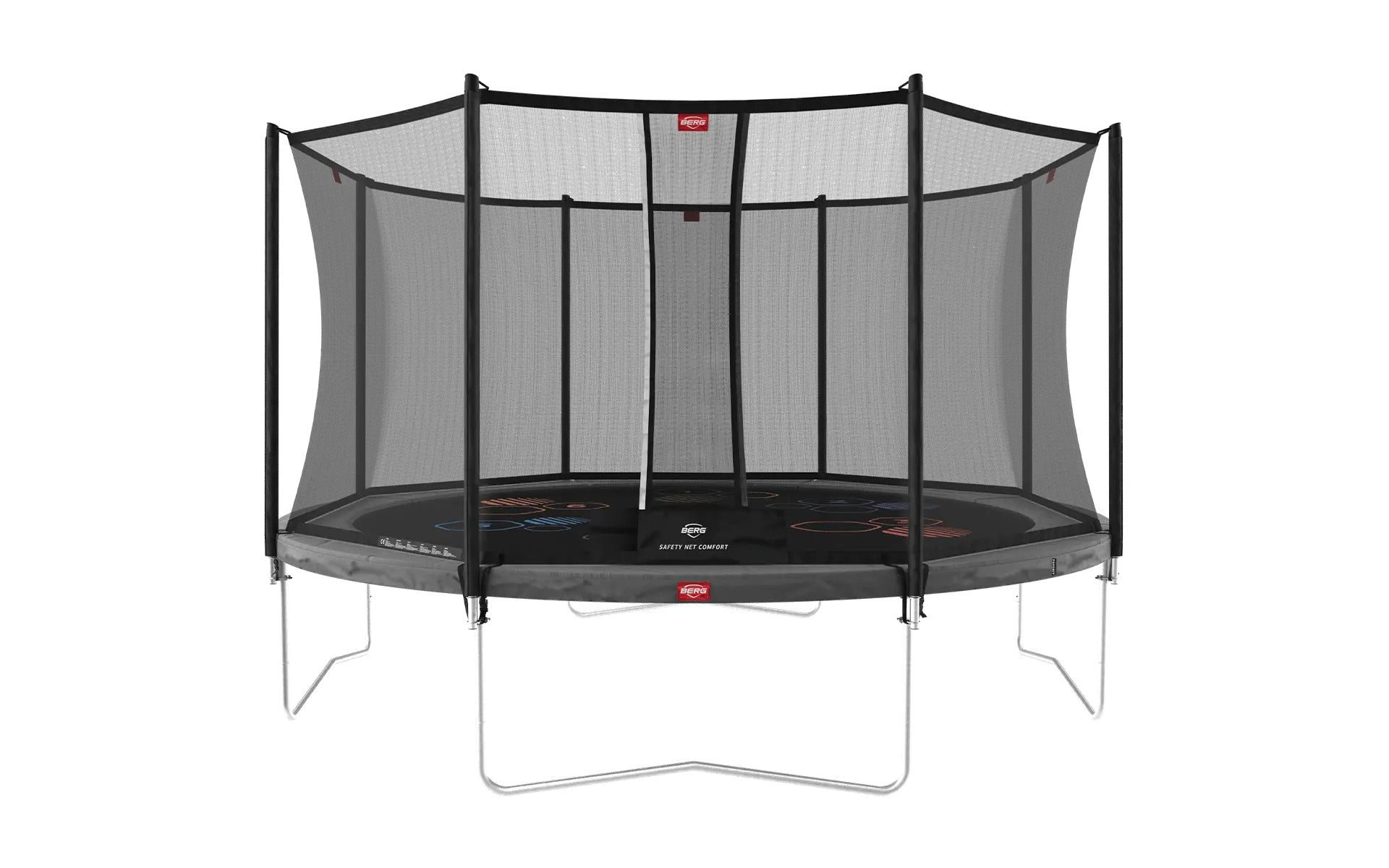 BERG Trampolin Regular 430 Levels rund schwarz mit Sicherheitsnetz Komfort